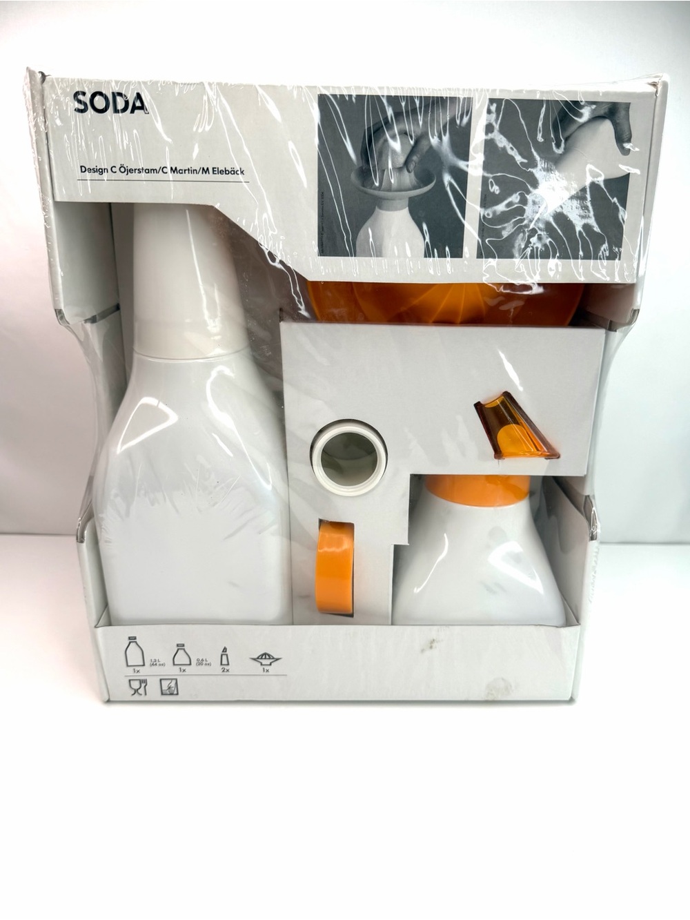 IKEA SODA White & Orange Manual Juicer RARE Set